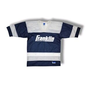 Vintage 1980's FRANKLIN SPORTS Street Hockey Navy White Gray Jersey Men's L